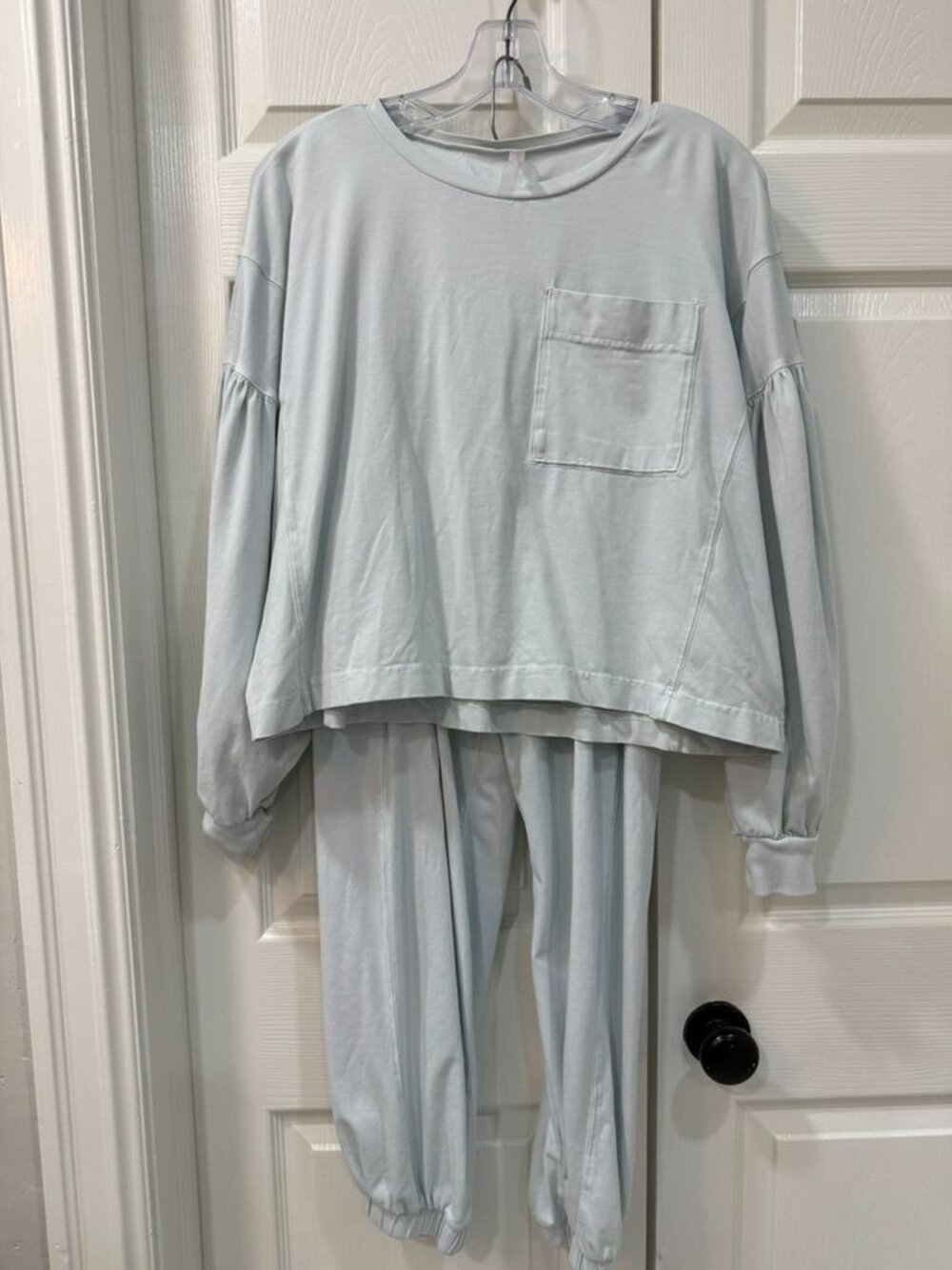 Free People EUC Hot Shot Recovery Set XS Light Blue Joggers & Long Sleeve Top - Picture 5 of 16